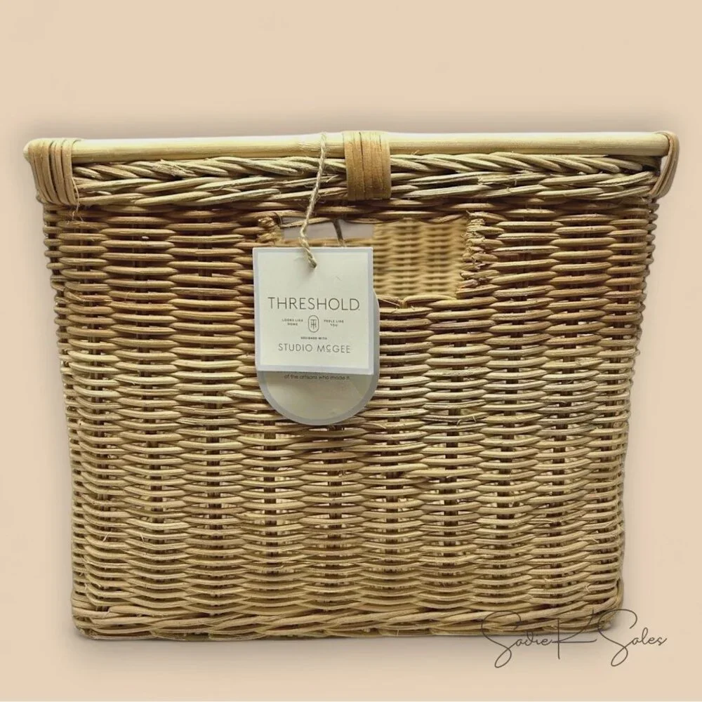 Two-Tone Rattan Cube Basket - Threshold Studio McGee, Target